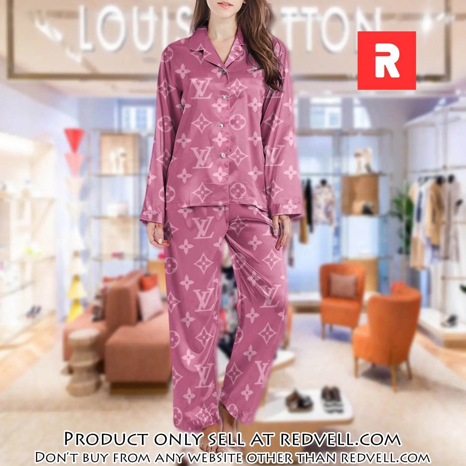 Lv monogram long satin pajama set pjs1014 rv5541021